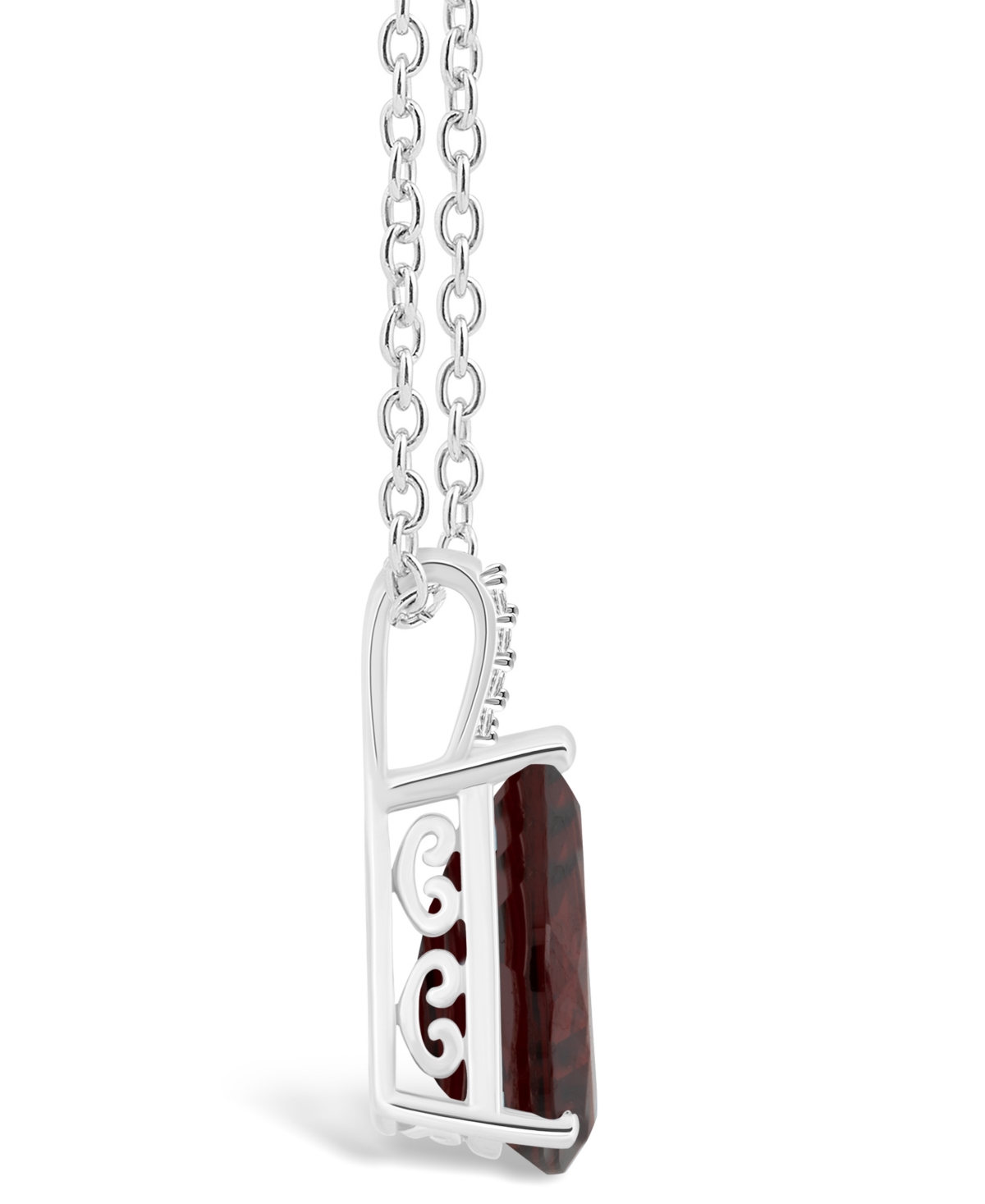 Macy's Women's(3-1/3 ct.t.w.) and Diamond Accent Pendant Necklace in Sterling Silver - Garnet