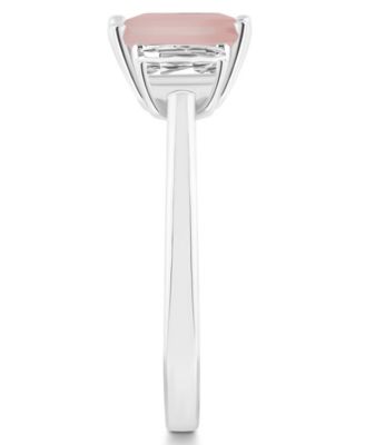 Women's Rose Quartz (1-3/5 ct.t.w.) and White Topaz (3/4 ct.t.w.) 3-Stone Ring in Sterling Silver