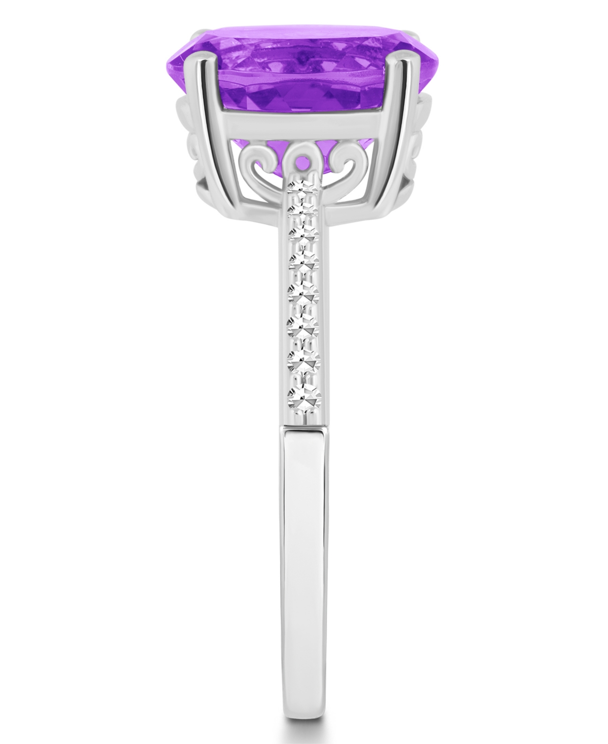 Macy's Women's(2-1/2 ct.t.w.) and Diamond (1/10 ct.t.w.) Ring in Sterling Silver - Amethyst