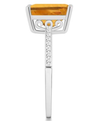 Women's Citrine (3-1/6 ct.t.w.) and Diamond (1/10 ct.t.w.) Ring in Sterling Silver
