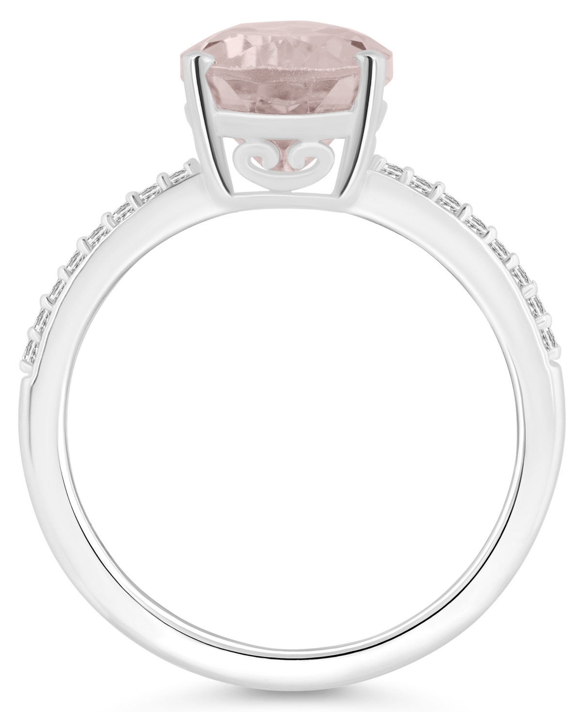 Macy's Women's(2-3/4 ct.t.w.) and Diamond (1/10 ct.t.w.) Ring in Sterling Silver - Rose Quartz