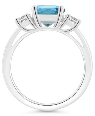 Women's London Blue Topaz (2-2/5 ct.t.w.) and White Topaz (2/3 ct.t.w.) 3-Stone Ring in Sterling Silver