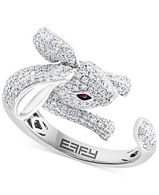 EFFY® Diamond (1-1/4 ct. t.w.) & Ruby Accent Bunny Ring in 14k White Gold