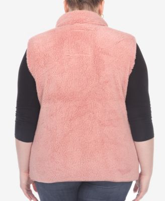 Plus Size Women's Zip Up Sherpa Vest Jacket