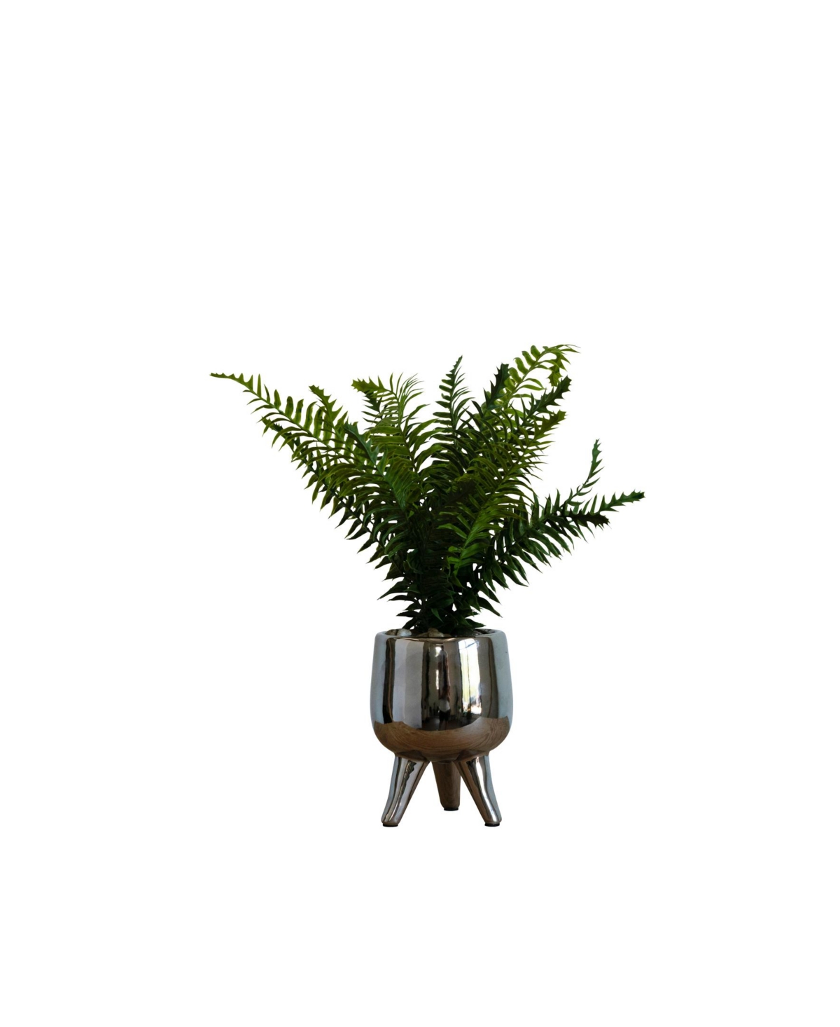 Desktop Artificial Palm in Decorative Ceramic Pot, 17" - Silver-Tone