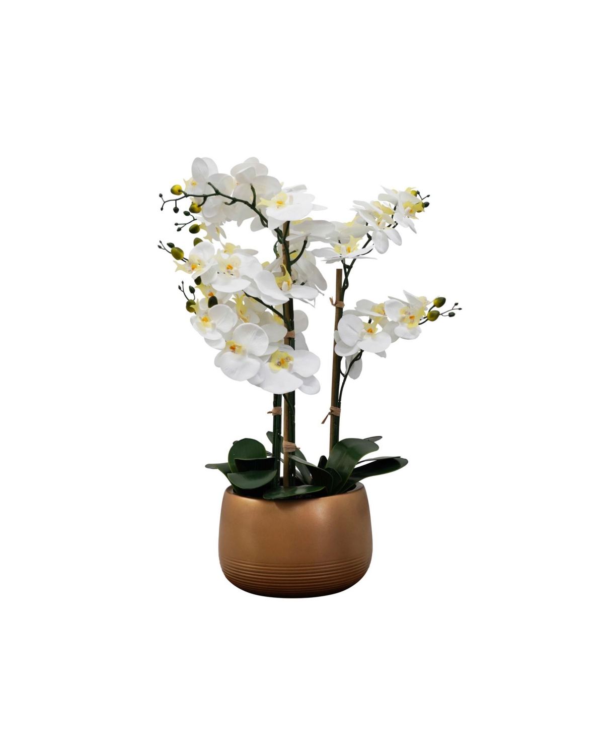 Tabletop Artificial Orchid Arrangement in Ceramic, 32" - Gold-Tone