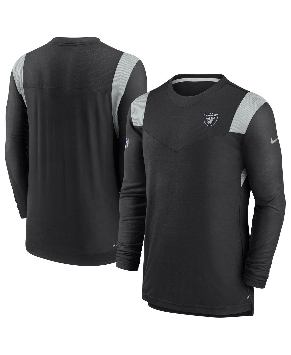 Shop Nike Men's  Black Las Vegas Raiders Sideline Tonal Logo Performance Player Long Sleeve T-shirt