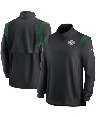 Men's Black New York Jets Sideline Coach Chevron Lockup Quarter-Zip Long Sleeve Top