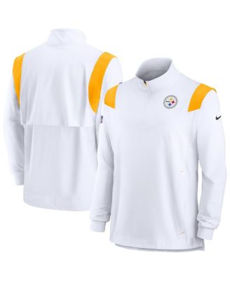 Men's White Pittsburgh Steelers Sideline Coach Chevron Lockup Quarter-Zip Long Sleeve Top