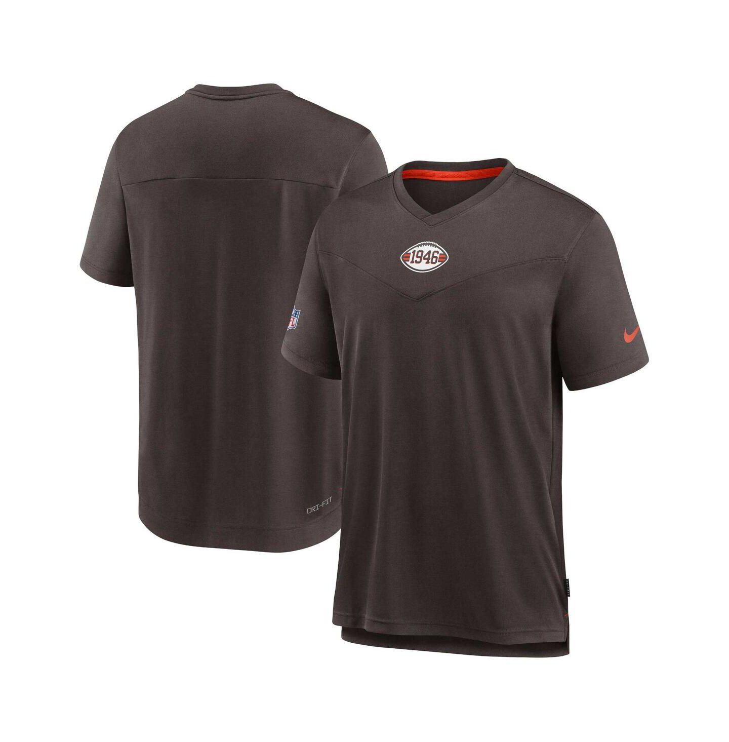 Мужская футболка Nike Brown Cleveland Browns Sideline Coaches Vintage-like Chevron Performance V-Neck — фото 2