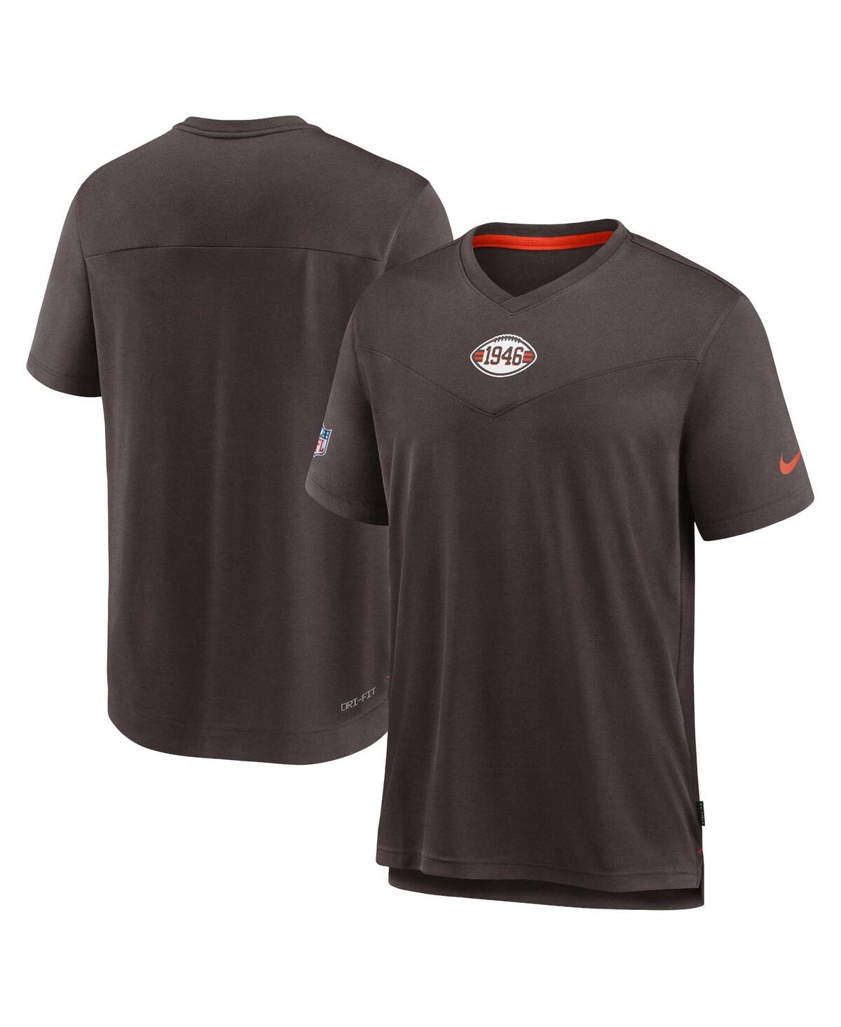 Shop Nike Men's  Brown Cleveland Browns Sideline Coaches Vintage-like Chevron Performance V-neck T-shirt