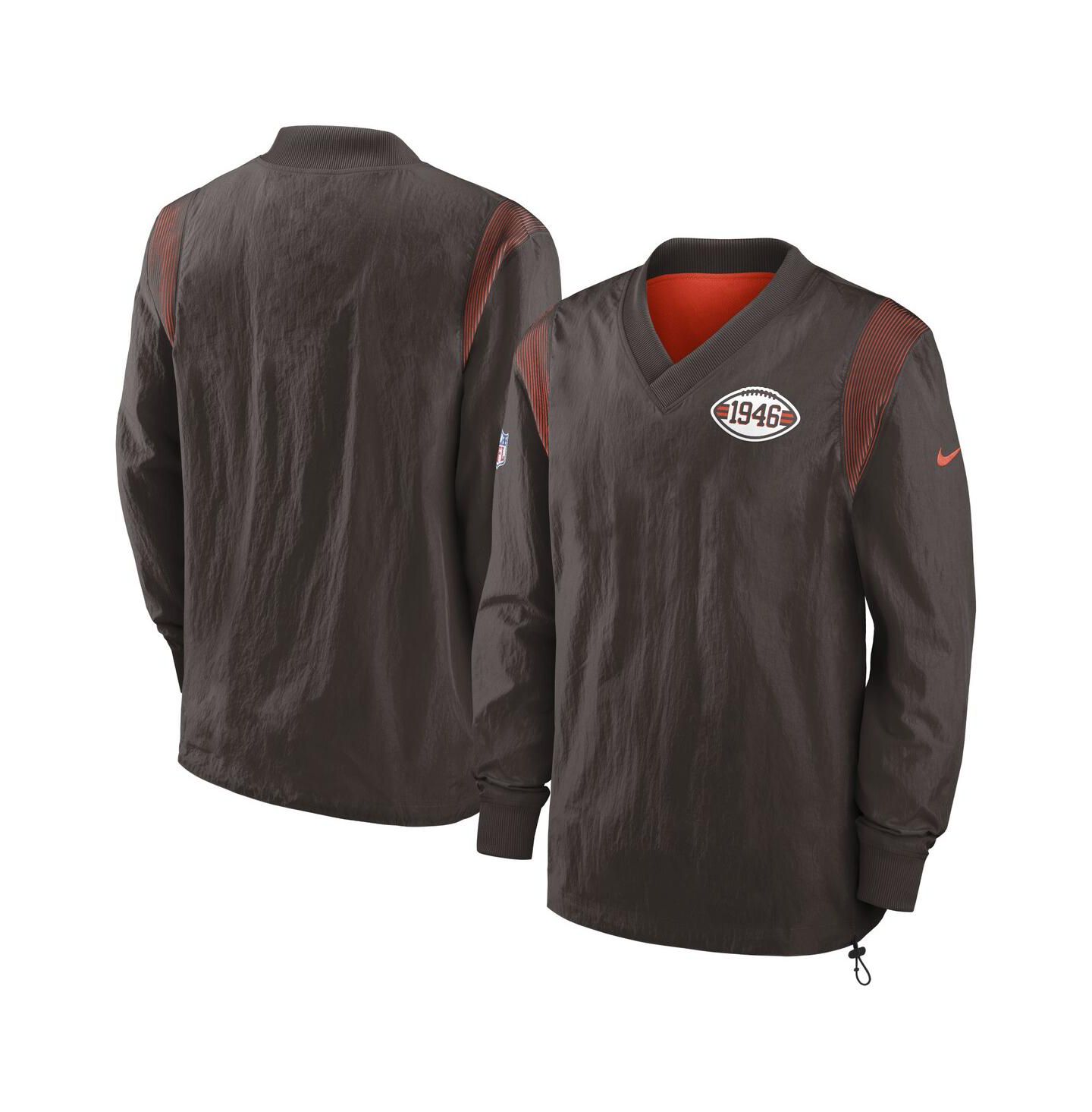 Мужской свитер Nike Brown Cleveland Browns Sideline Team ID Reversible Pullover Windshirt — фото 1