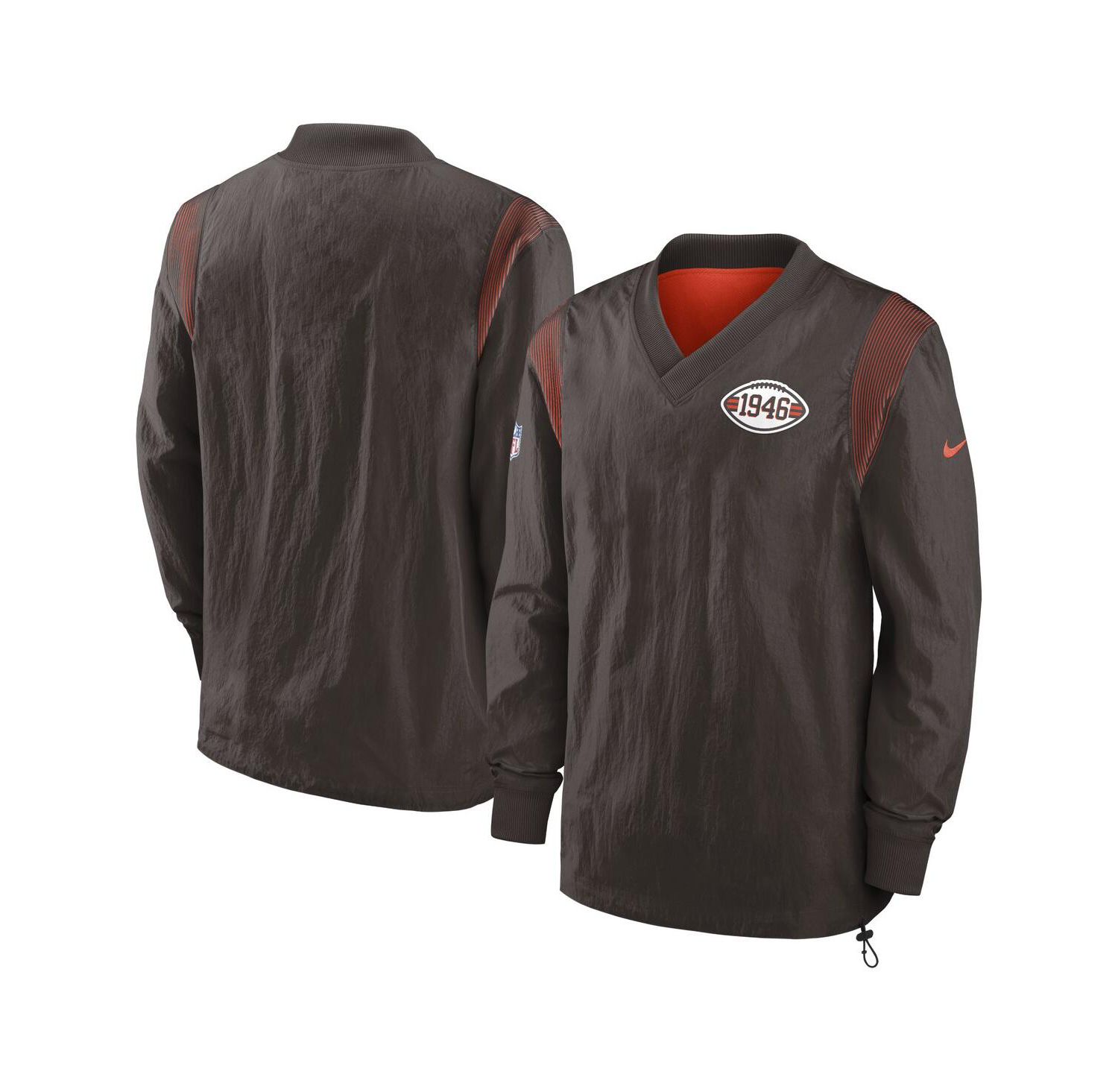 Men's Brown Cleveland Browns Sideline Team ID Reversible Pullover Windshirt