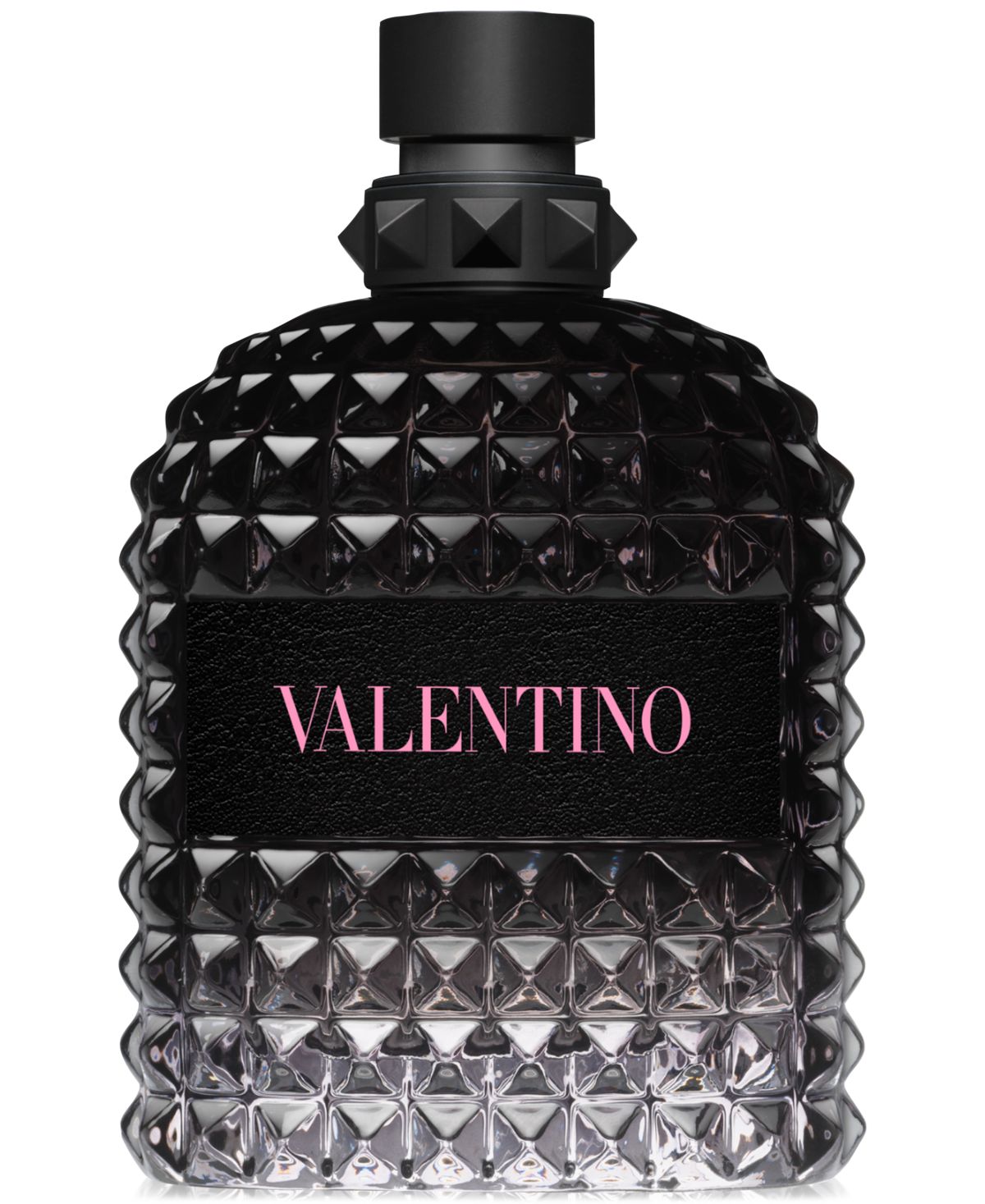 The larger bottle of Valentino Uomo Born in Roma eau de toilette with a pink Valentino label