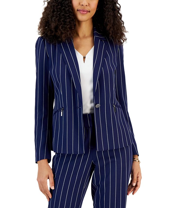 Kasper Women's Pinstriped ZipPocket Blazer Macy's