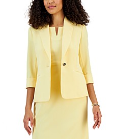 Women's Single-Button Notched Collar Rolled Sleeve Blazer 
