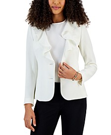 Women's Ruffled Two-Button Long-Sleeve Jacket