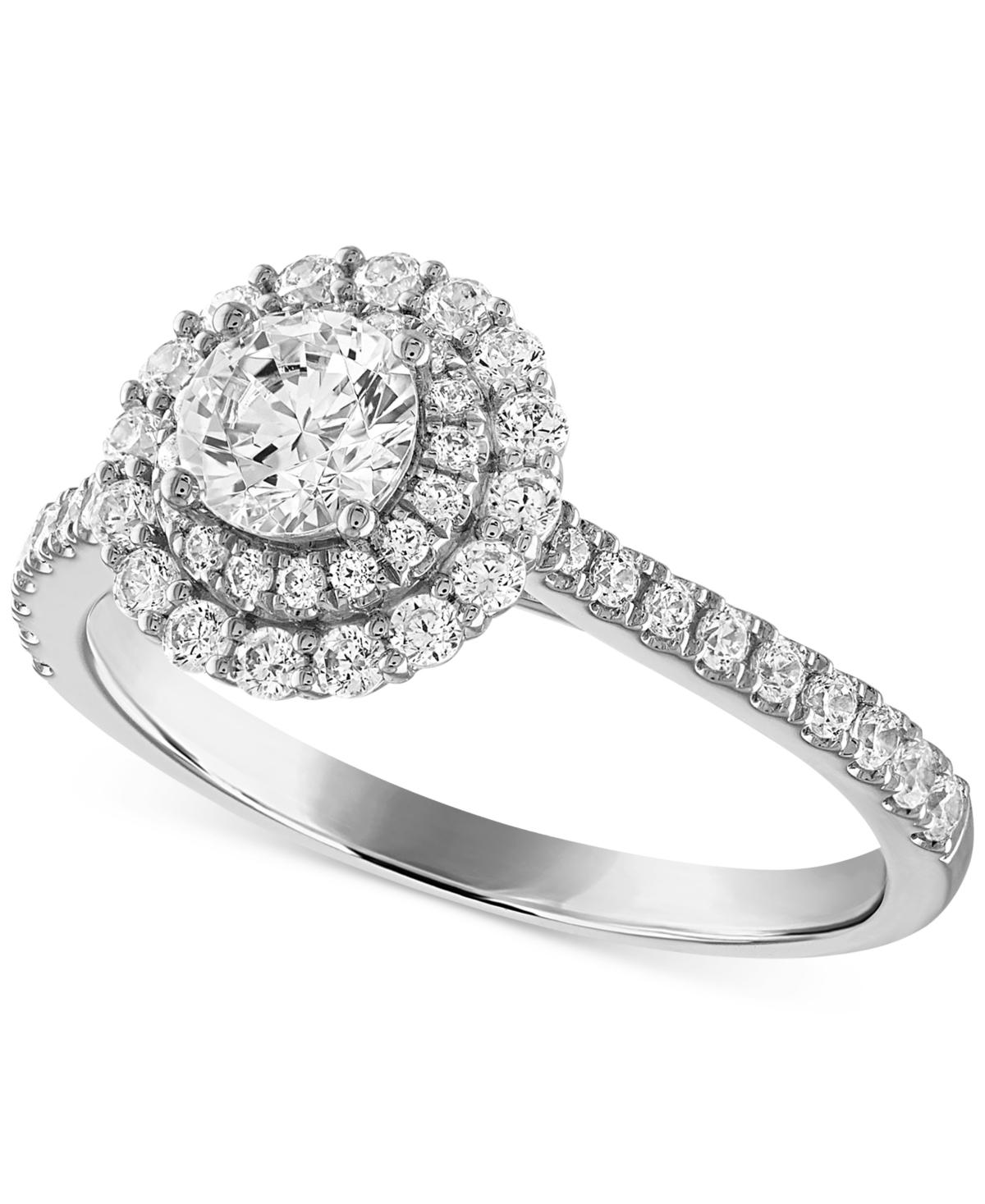Certified Diamond Halo Engagement Ring (1 ct. t.w.) in 14k White Gold featuring diamonds with the De Beers Code of Origin, Created for Macy's