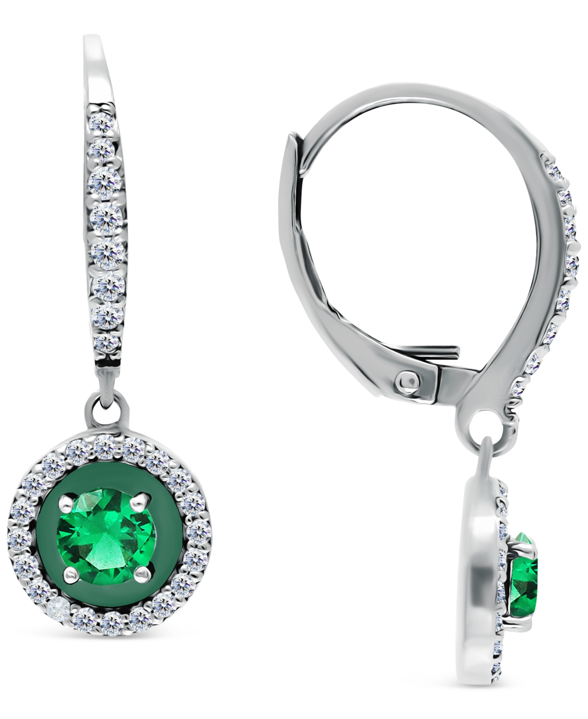 Giani Bernini Amethyst (1/4 ct. t.w.), Cubic Zirconia, & Enamel Circle Dangle Hoop Earrings in Sterling Silver (Also in Additional Stones), Created fo