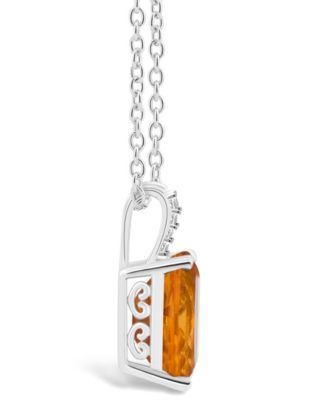 Women's Citrine (3-1/6 ct.t.w.) and Diamond Accent Pendant Necklace in Sterling Silver