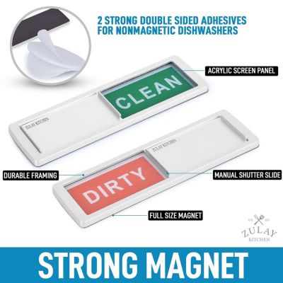 Dishwasher Clean Dirty Magnet Sign - For Stainless Steel & Other Magnetic Surfaces