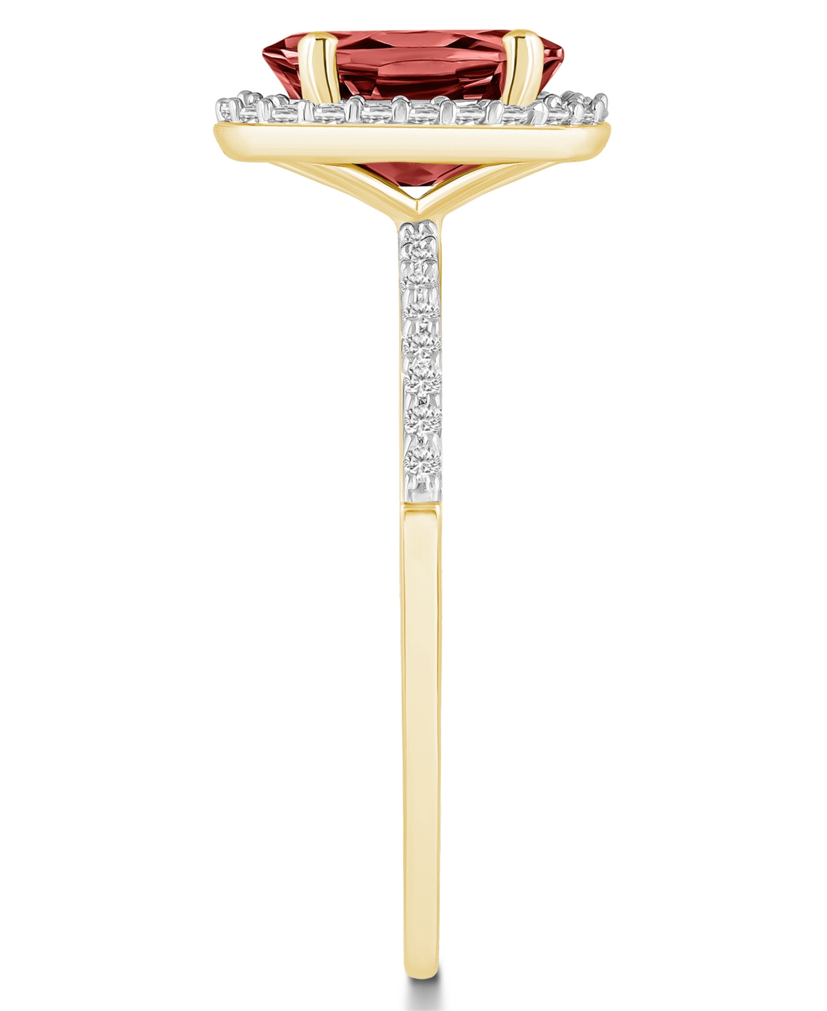 Macy's(1-1/2 ct. t.w.) and Created Sapphire (1/5 ct. t.w.) Halo Ring in 10K Yellow Gold - Garnet
