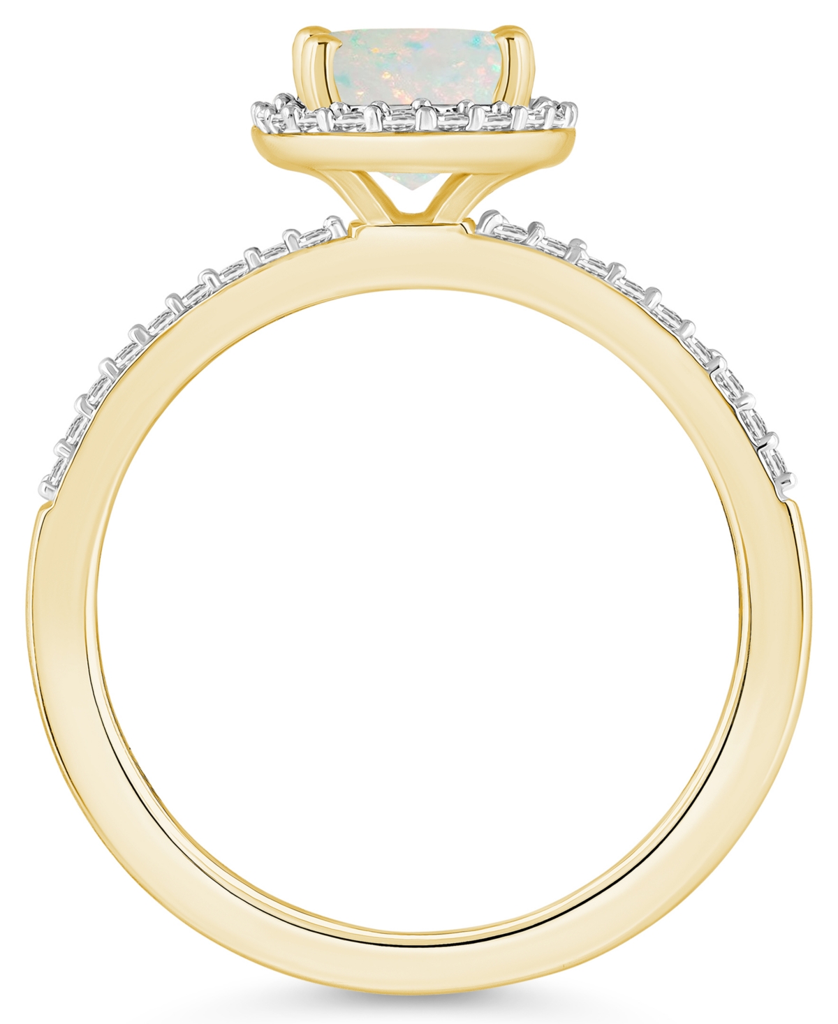 Macy's Lab-Grown(1/2 ct. t.w.) and Lab-Grown Sapphire (1/5 ct. t.w.) Halo Ring in 10K Gold - Opal