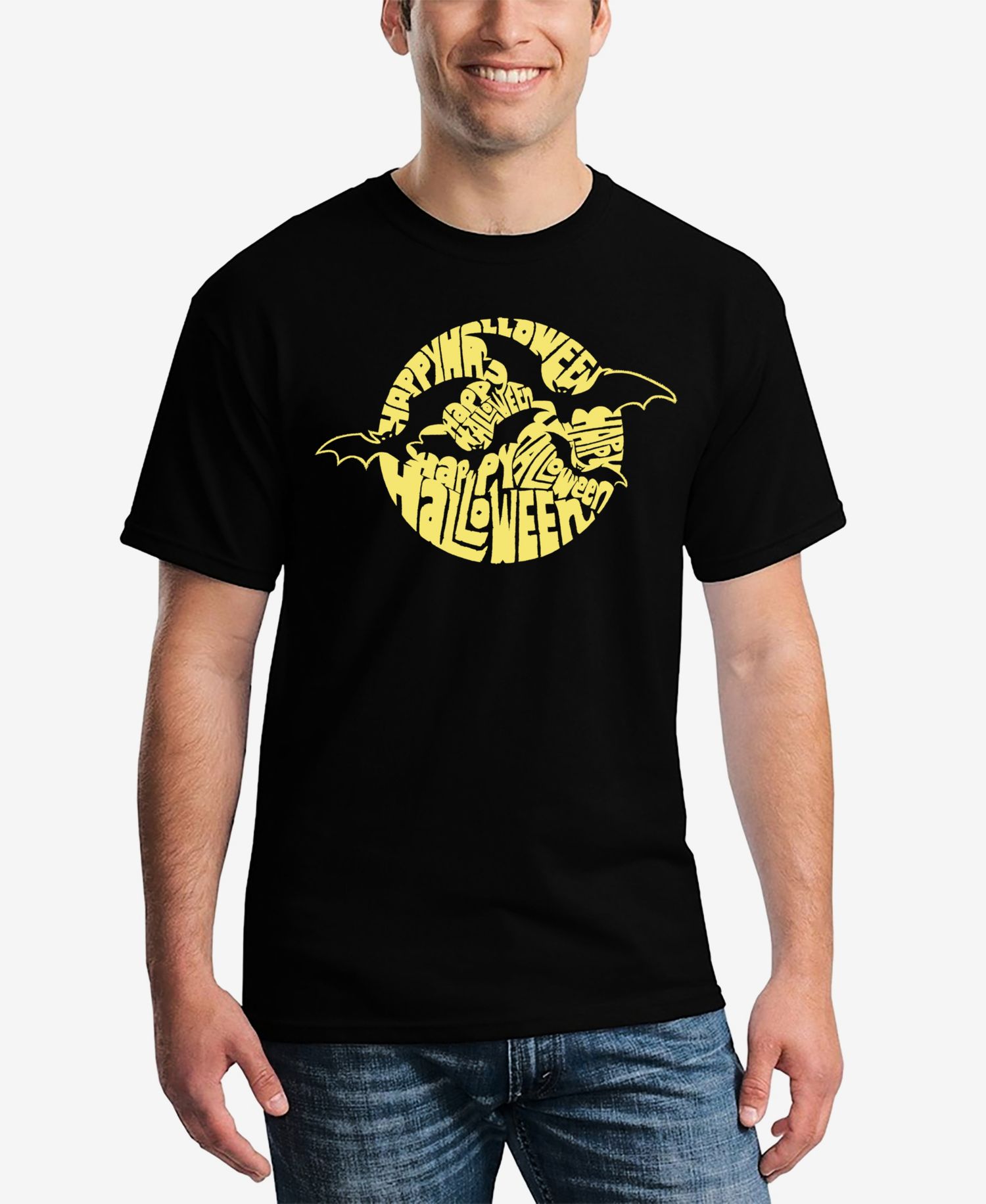 Men's Halloween Bats Word Art Short Sleeve T-shirt