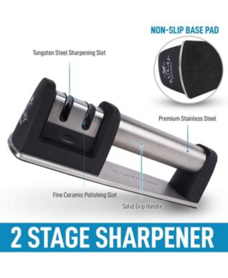 Premium Quality Knife Sharpener for Straight and Serrated Knives Stainless Steel Ceramic and Tungsten