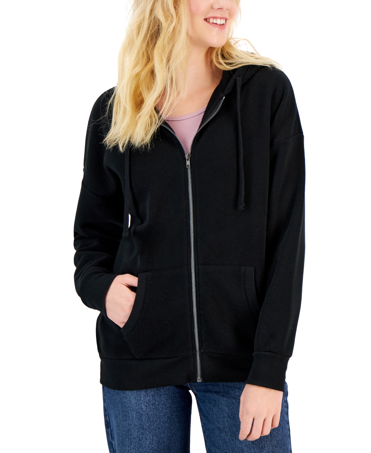 Juniors black zip up hoodie shop