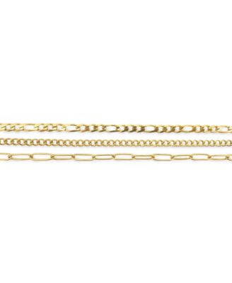 Curb Chain, Paper Clip Chain, and Figaro Chain Anklet Set
