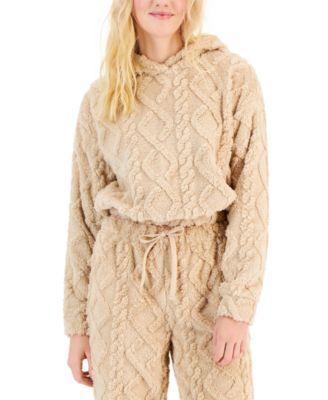 Crave Fame Juniors Sherpa Fleece Cable Design Hoodie Macy s