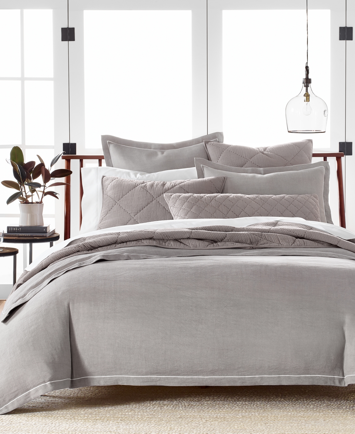 Hotel Collection Linen/modal Blend 3-pc. Duvet Cover Set, King, Created For Macy's In Charcoal