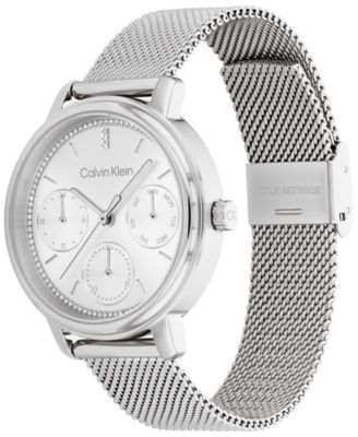 Women's Silver-Tone Stainless Steel Mesh Bracelet Watch 34mm