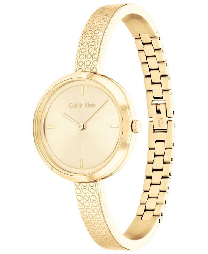 Calvin Klein Women's Gold-Tone Stainless Steel Bangle Bracelet Watch ...