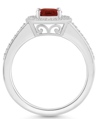 Garnet (1-1/2 ct. t.w.) and Diamond (1/5 ct. t.w.) Halo Ring in Sterling Silver
