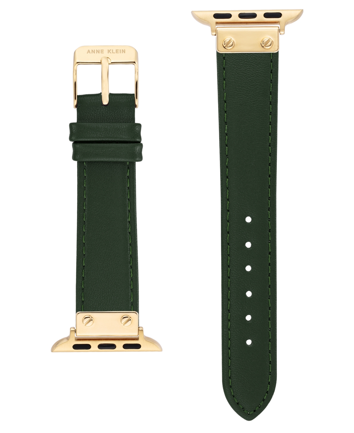 Women's Green Genuine Leather Band designed for Apple Watch 42mm (Series 10) & 38/40/41mm - Green, Gold-Tone