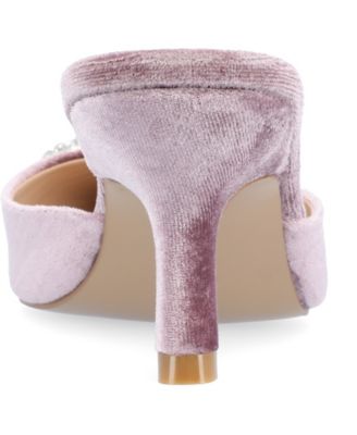 Women's Rishie Ornamented Kitten Heel Velvet Mules