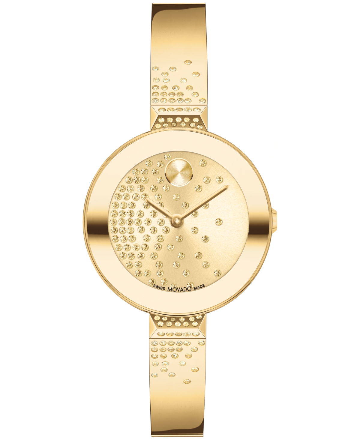 Shop Movado Women's Bold Bangles Swiss Quartz Ionic Light Gold-tone 2 Plated Steel Crystal Bangle Watch 28mm