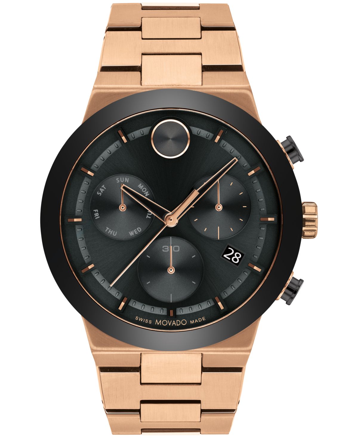 Мужские часы-браслет Bold Fusion Swiss Quartz Chronograph Bronze с PVD браслетом 44 мм
