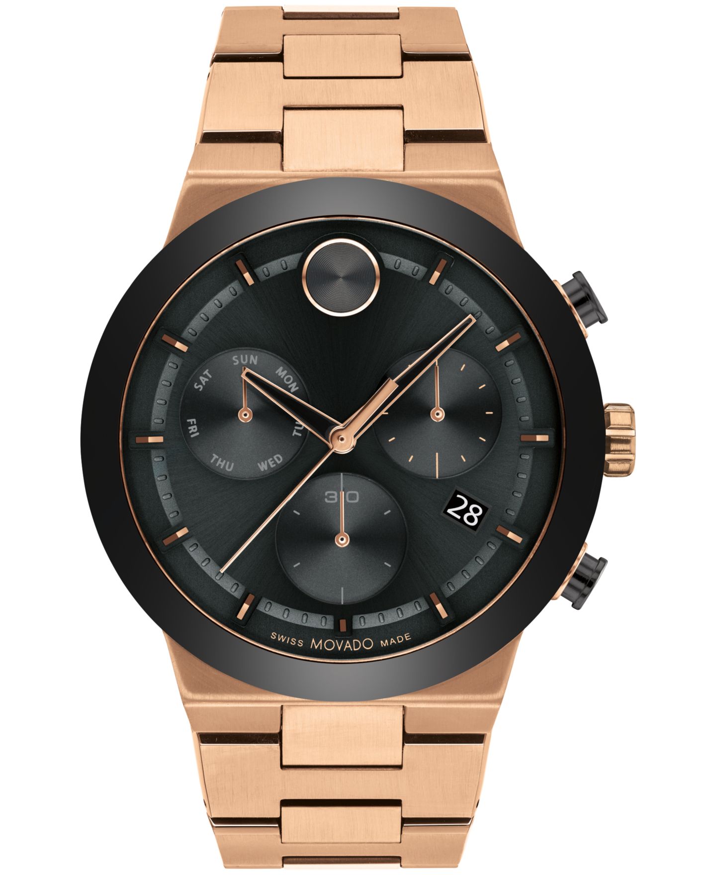 Мужские часы Movado Bold Fusion Swiss Quartz Chronograph Bronze PVD Bracelet Watch 44mm — фото 1