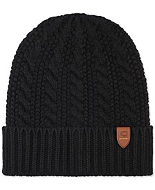 Men's Cable-Cuff Logo Patch Beanie