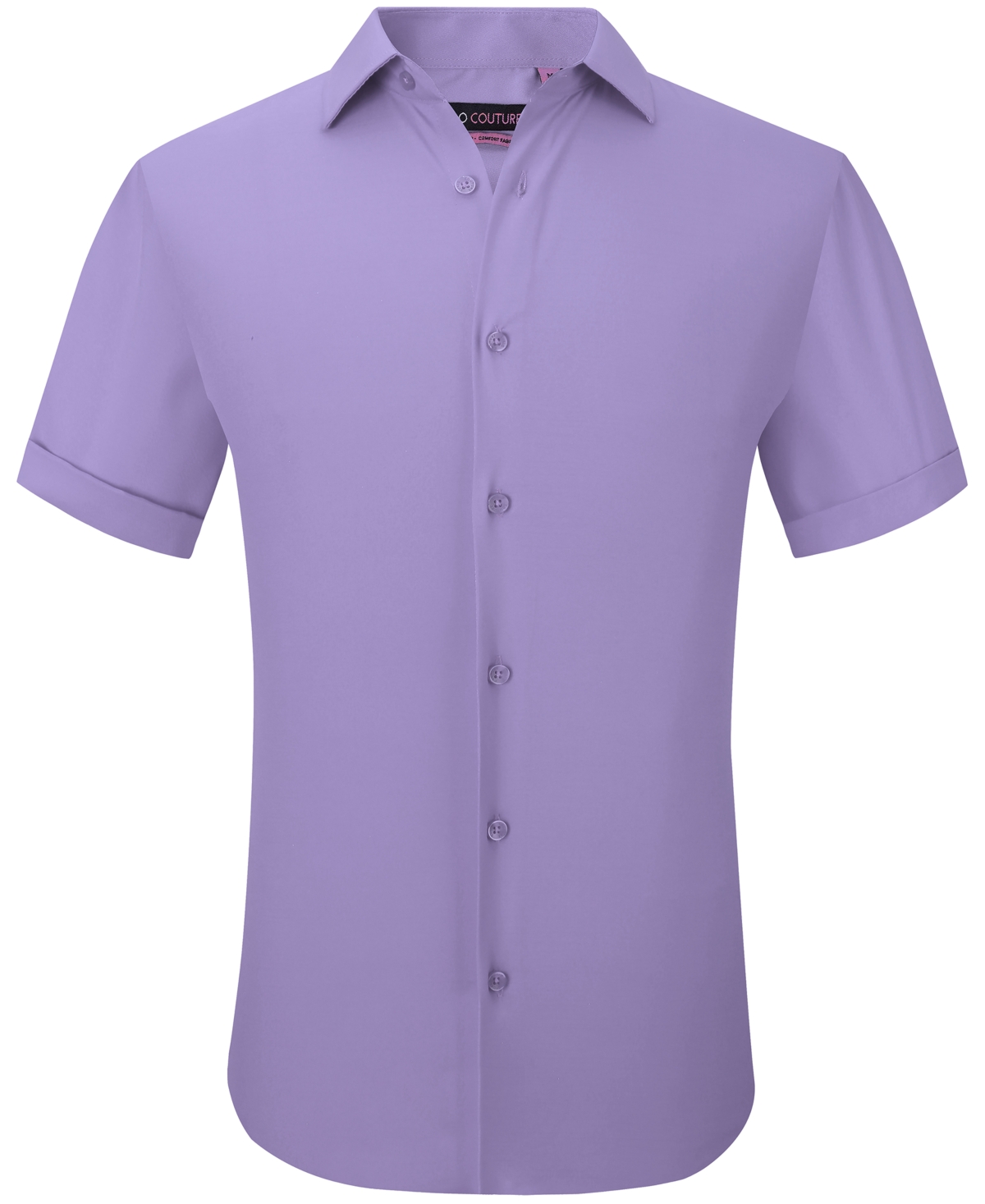 Shop Suslo Couture Men's Slim Fit Performance Short Sleeves Solid Button Down Shirt In Light Purple