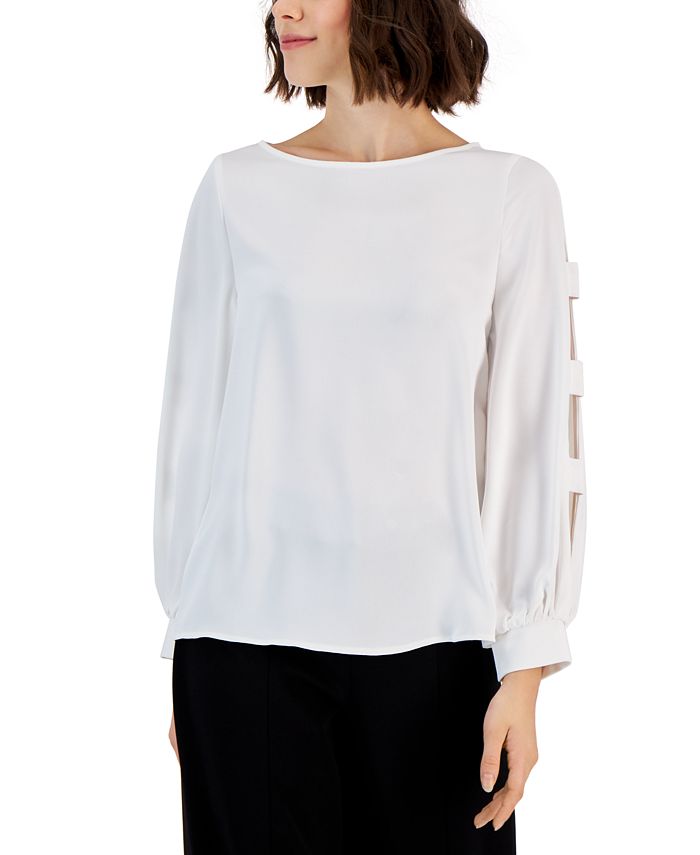 T Tahari Women's CutoutSleeve BoatNeck Blouse & Reviews Tops Women Macy's