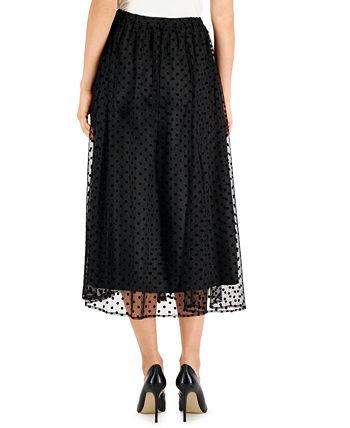 Anne Klein Women's Flocked-Dot Midi Skirt - Macy's