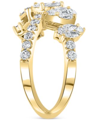 EFFY&reg; Diamond Multi-Shape Crossover Ring (1-5/8 ct. t.w.) in 18k White Gold or 18k Yellow Gold