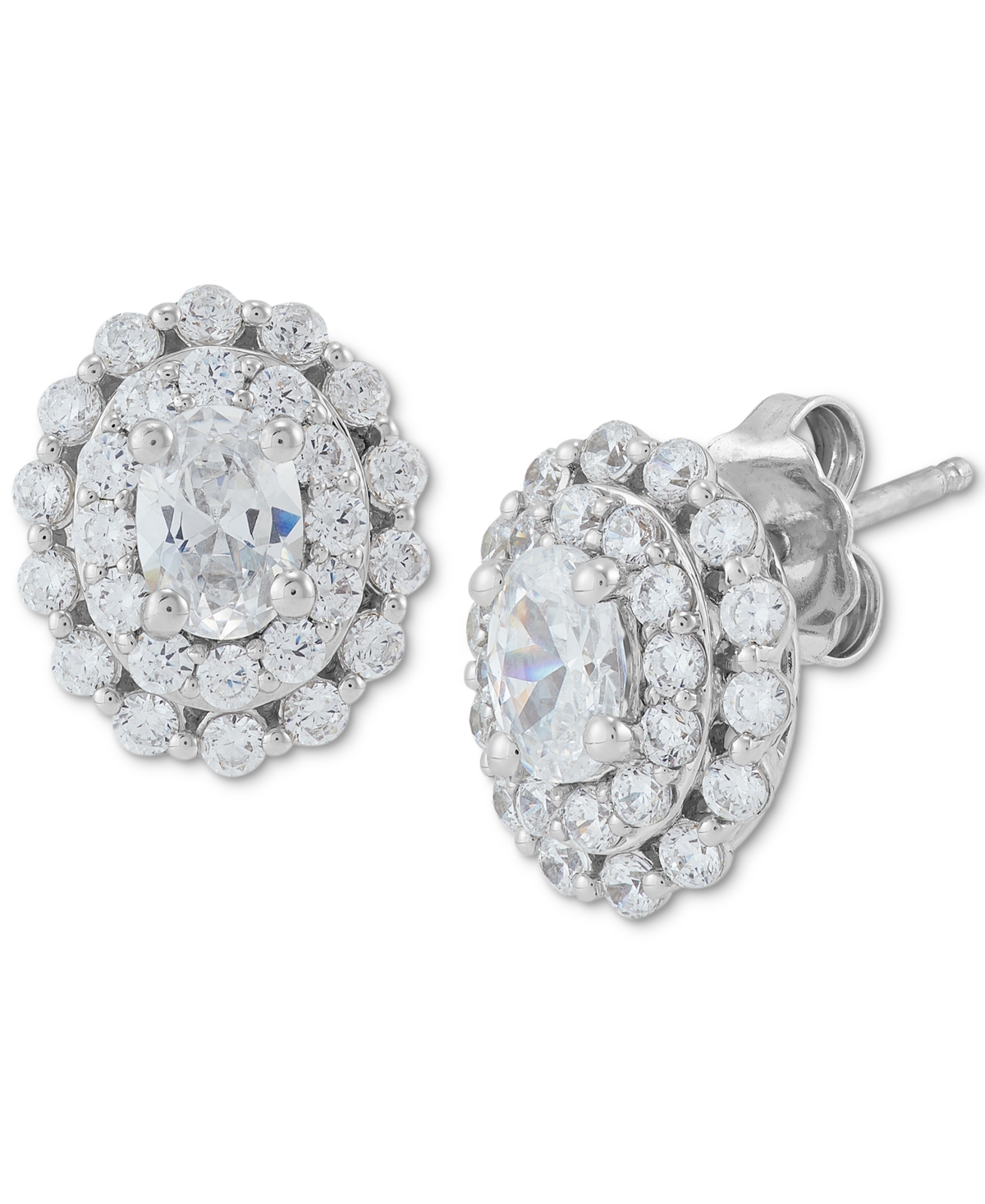 Lab Grown Diamond Oval Halo Stud Earrings (1-1/2 ct. t.w.) in 14k White Gold - White Gold