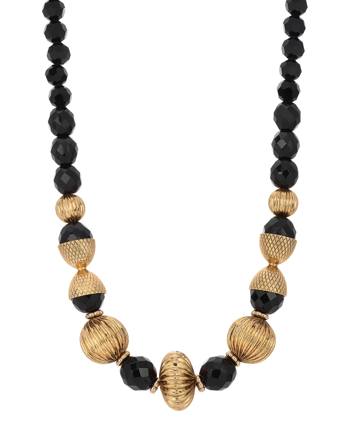 2028 Black Acrylic Beads Adjustable Necklace