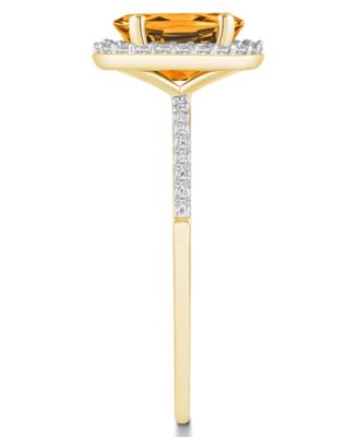 Citrine (1-1/5 ct. t.w.) and Lab Grown Sapphire (1/5 ct. t.w.) Halo Ring in 10K Yellow Gold