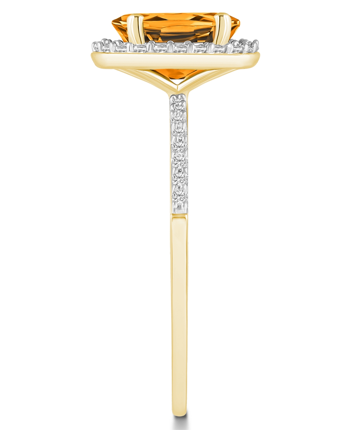 Macy's(1-1/5 ct. t.w.) and Lab Grown Sapphire (1/5 ct. t.w.) Halo Ring in 10K Yellow Gold - Citrine